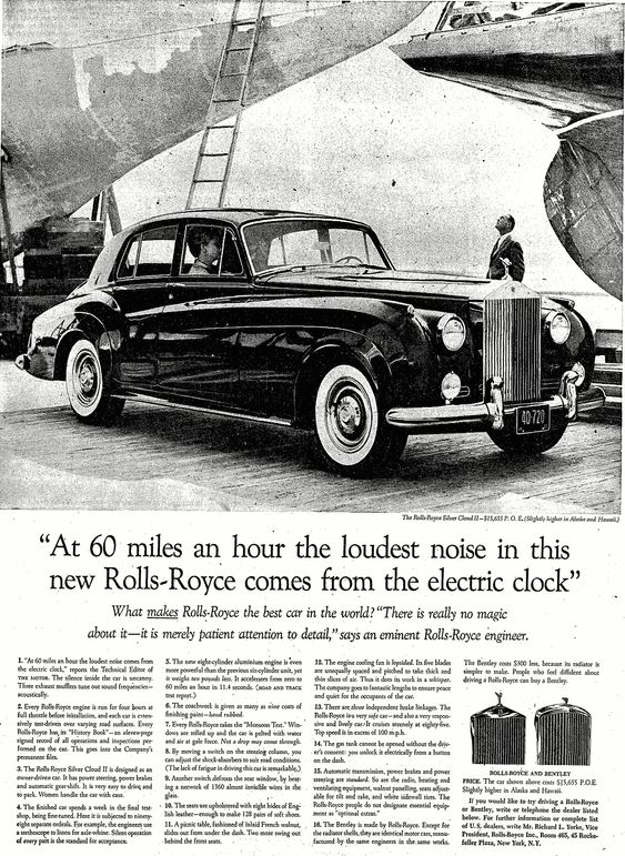 rolls royce copywriting ad David Ogilvy