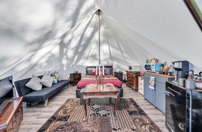 Glamping tent luxury interior